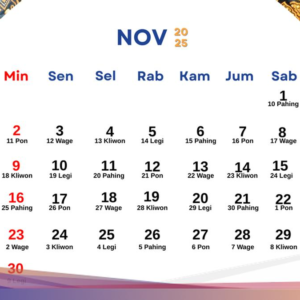 Kalender Jawa Minggu Kliwon 9 November 2025: Jangan Bepergian Hari Ini