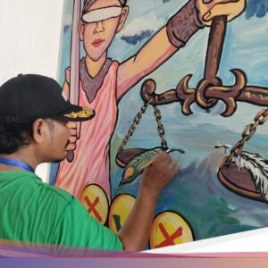 Aksi Massa Kreatif Seniman Mural Di MCC Malang Suarakan Keadilan